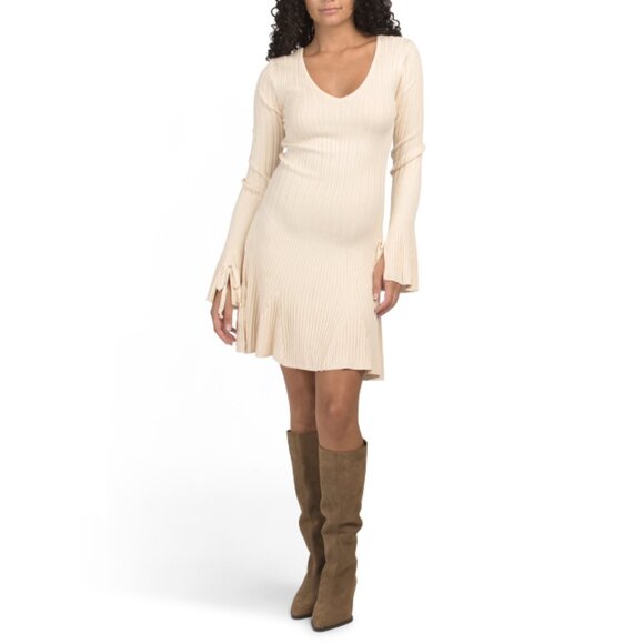 JACQUIE THE LABEL Ivory Meline Ribbed Mini Dress - Picture 1 of 2